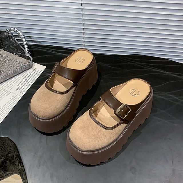 Jane Platform Mary Mules Buckled Two Tone