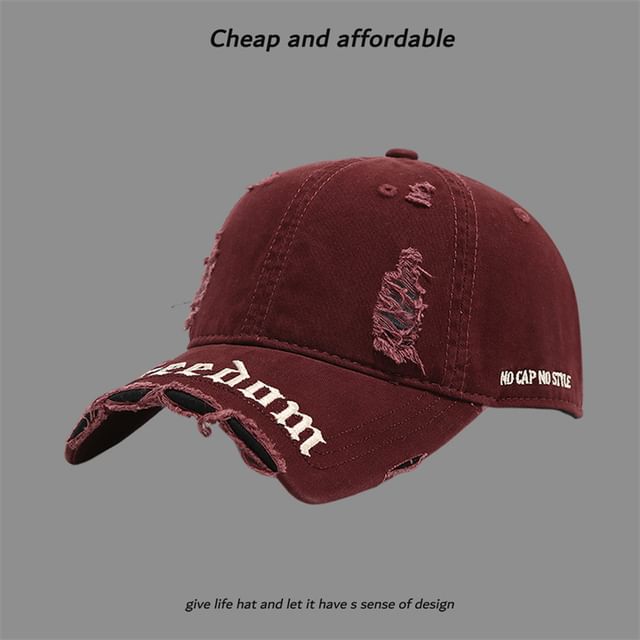Washed Distressed Embroidered Letter Cap
