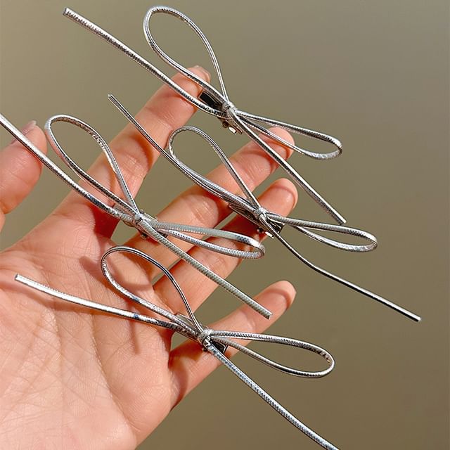 Set Bow Hair Metallic Clip