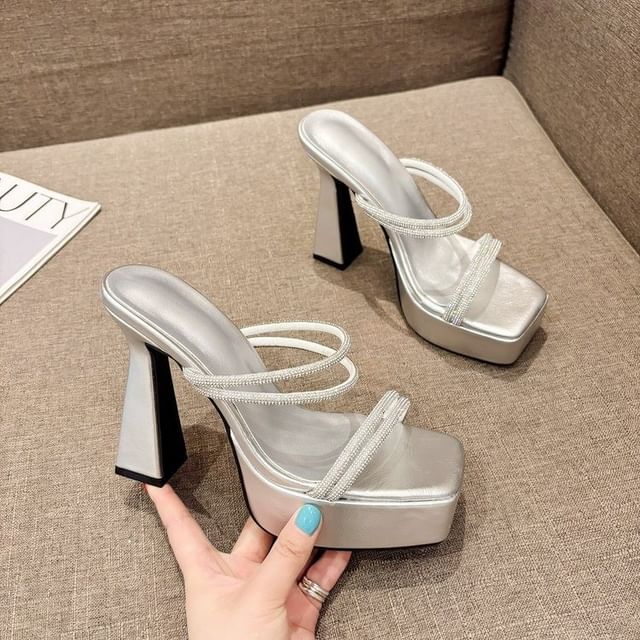 Platform Heel High Rhinestone Sandals