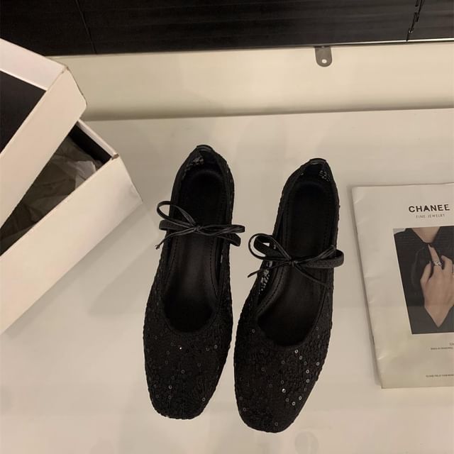 Shoes Flat Jane Mary Bow Mesh