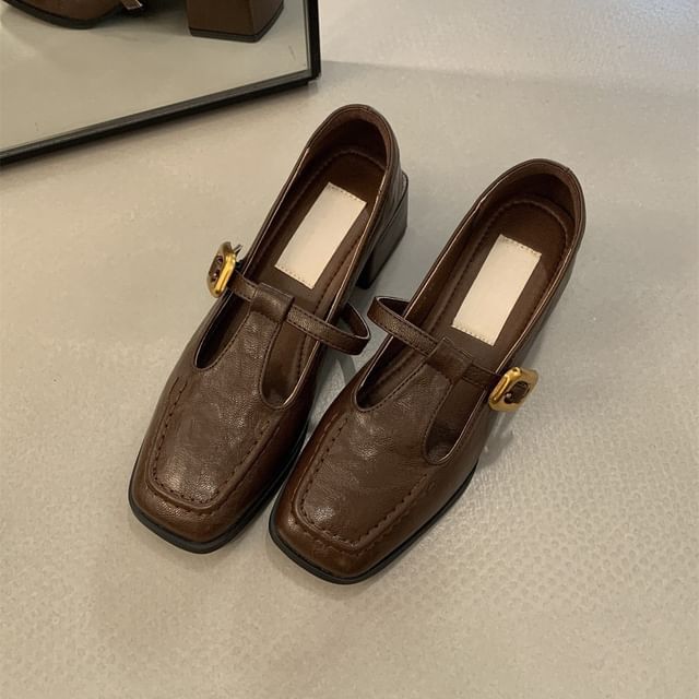 Heel Square Toe Jane Shoes Mary Chunky