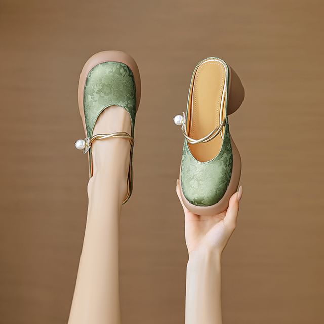 Mules Jane Chunky Platform Heel Floral Mary