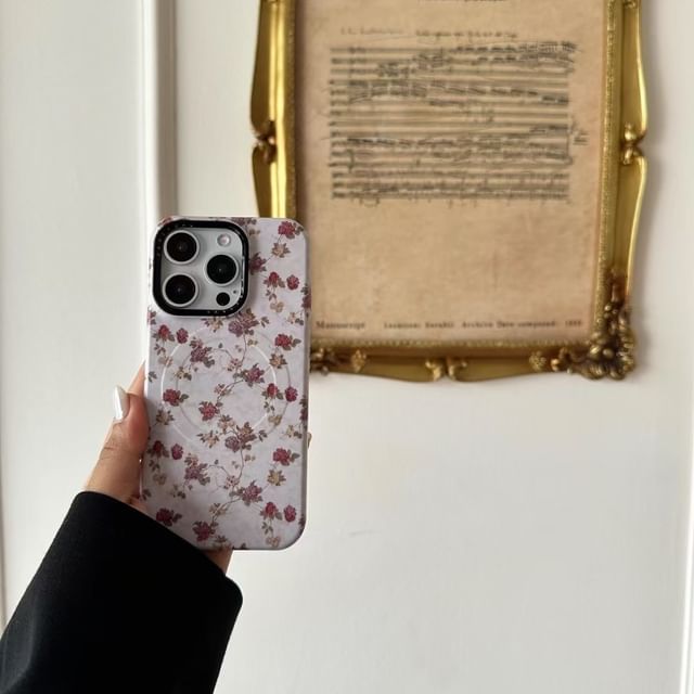 with Phone MagSafe) Floral Magnetic Case (Compatible