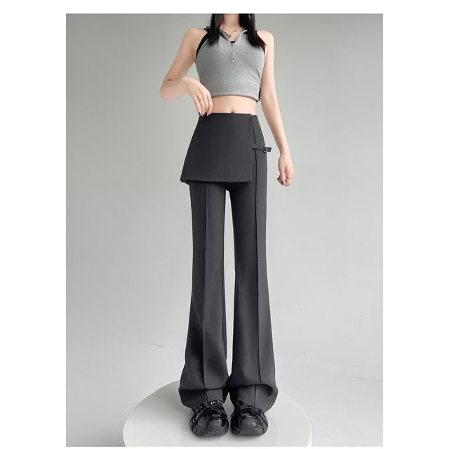 Pants Designs) Flared (Various Suit Overlay Buckled Waist Skirt High