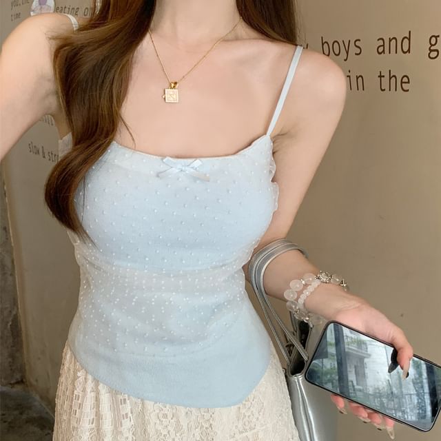 Panel Slim Dotted Bow Fit Top Cami