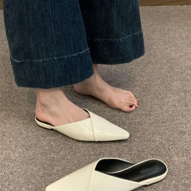 Faux Mules Leather Pointed