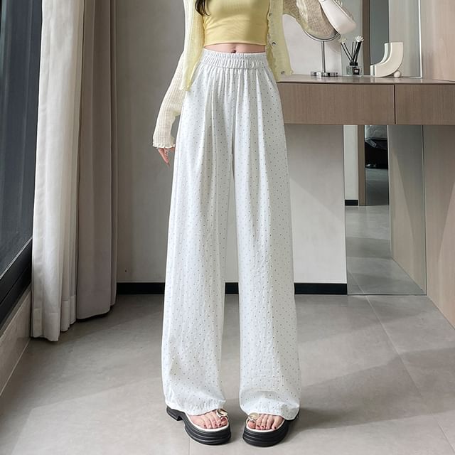 (Various Waist Leg Dotted Designs) Pants Wide High