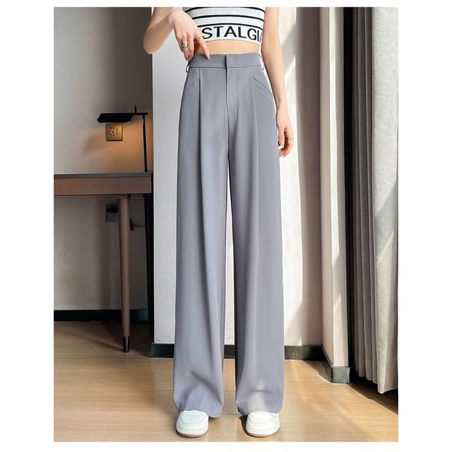 Leg Designs) High Rise (Various Pants Suit Wide Plain