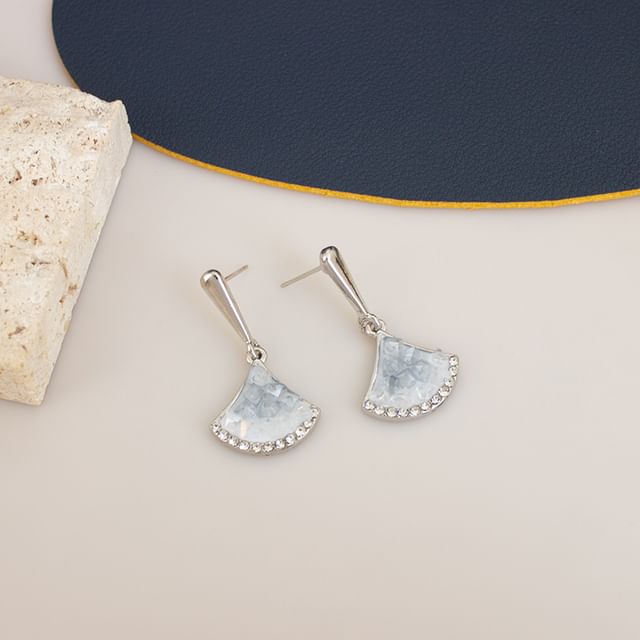 Drop Gingko Rhinestone Clip-On / Earring