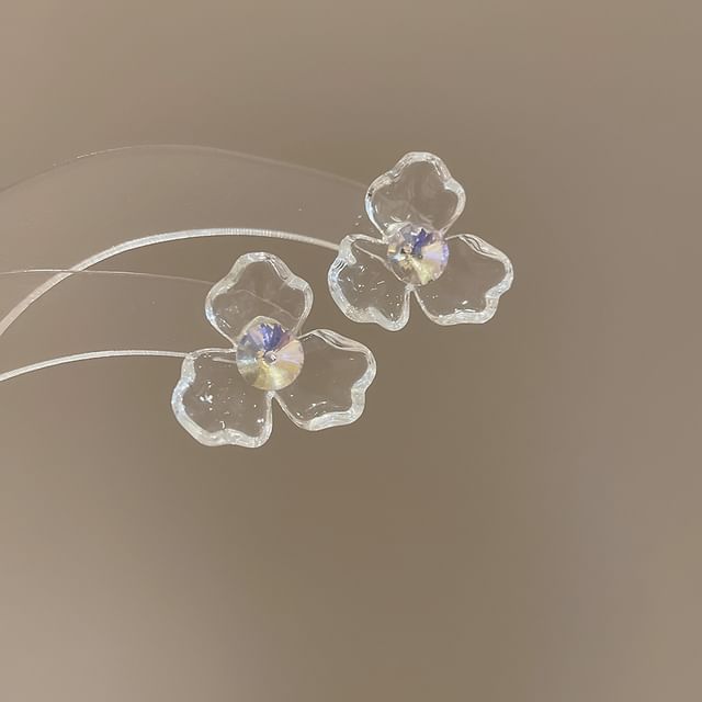 Designs) Acrylic Earring Floral Statement (Various Rhinestone