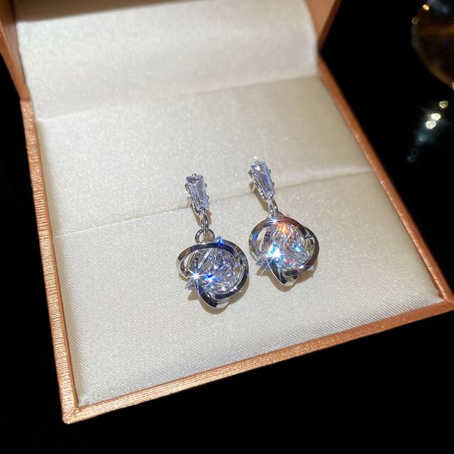 Rhinestone Drop Alloy Earring