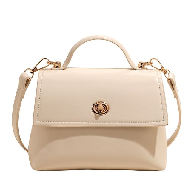 / Twist Crossbody Set Lock Flap Charm Leather Faux Top Bag Handle