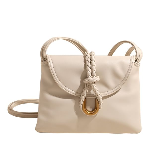 Flap Plain Leather Crossbody Knot Faux Bag