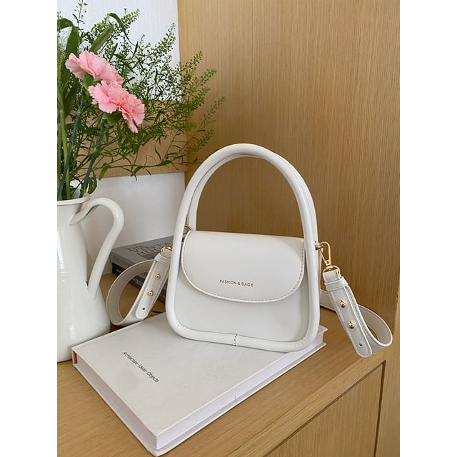 Faux Bag Top Leather Crossbody Handle Flap