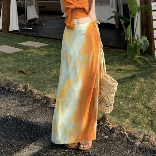 / Fit Crop Tie Slim Top Knot Rise A-Line Skirt Halter Mid Plain Cami Wrap Maxi Dye