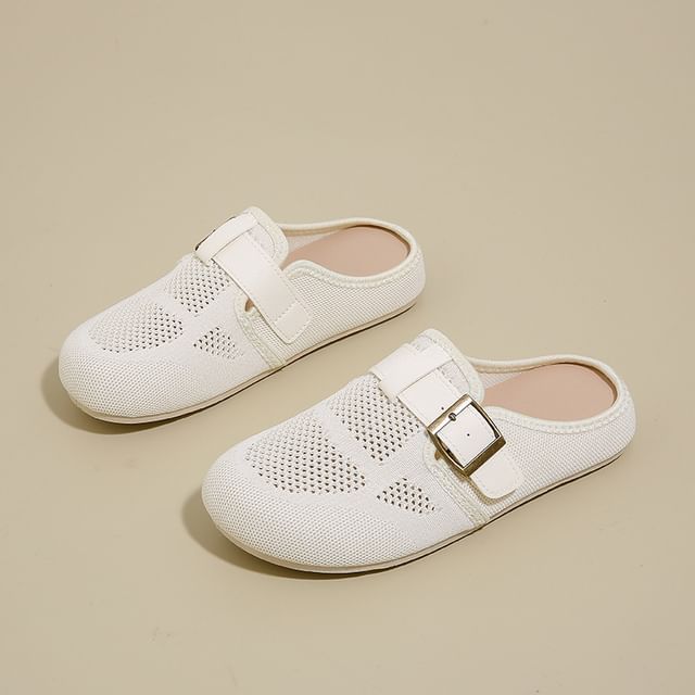 Buckled Perforated Plain Mules