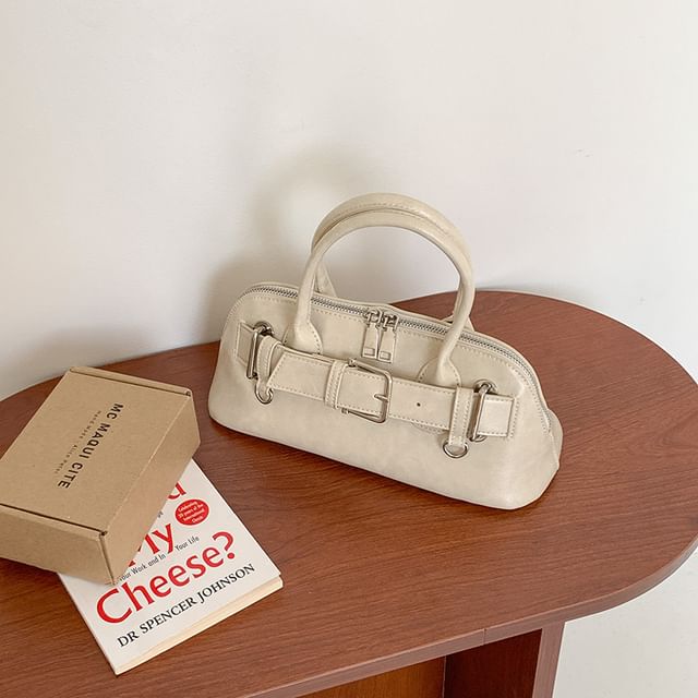 Shoulder Buckled Leather Bag Faux