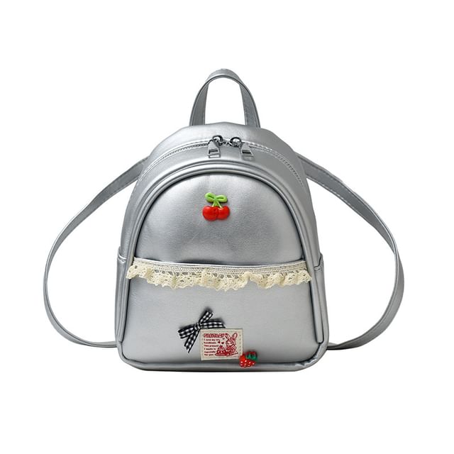 Trim Faux Backpack Leather Applique Lace