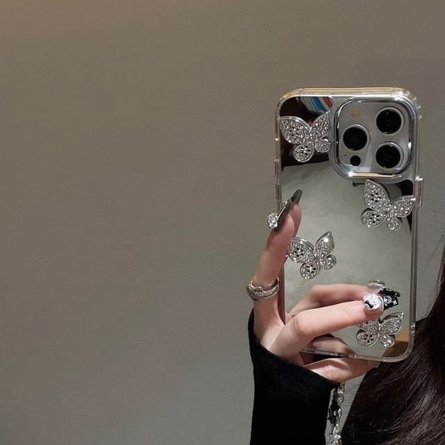 Set Adhesive Decoration Mirrored / Phone Butterfly Case Strap with