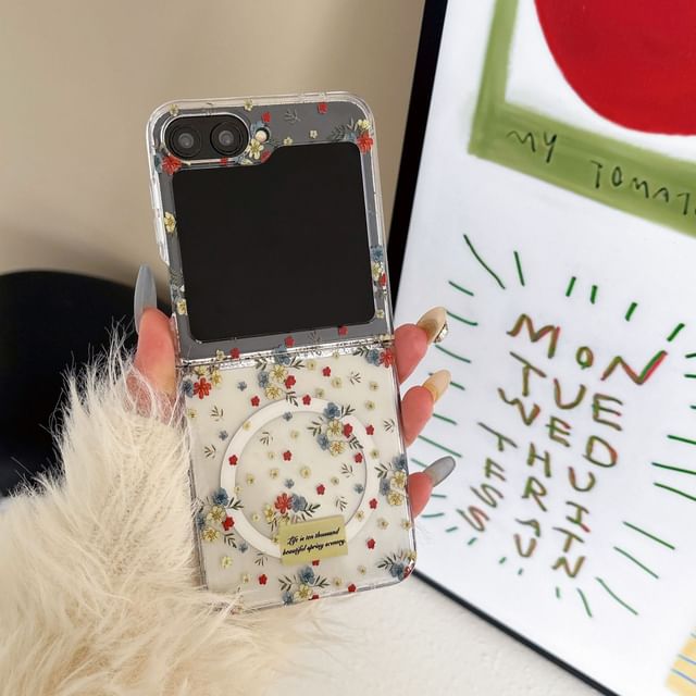 Case Phone / Magnetic Floral Print Suction Set