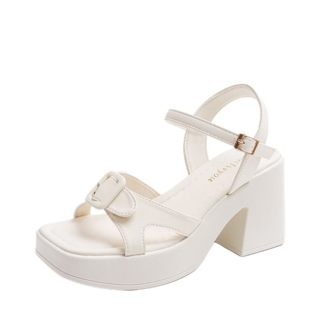 Heel Buckled Platform Block Sandals