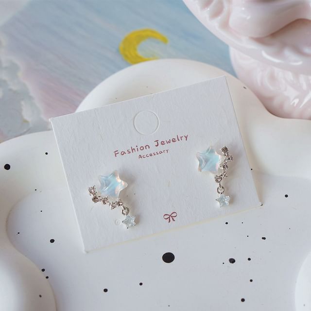 Drop Crescent Earring Star /