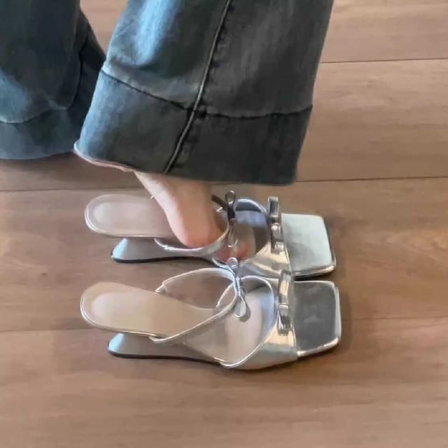 Heel Wedge Sandals Bow Slide