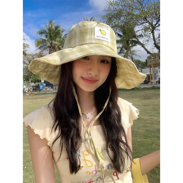 Lemon Hat Plaid Sun Applique
