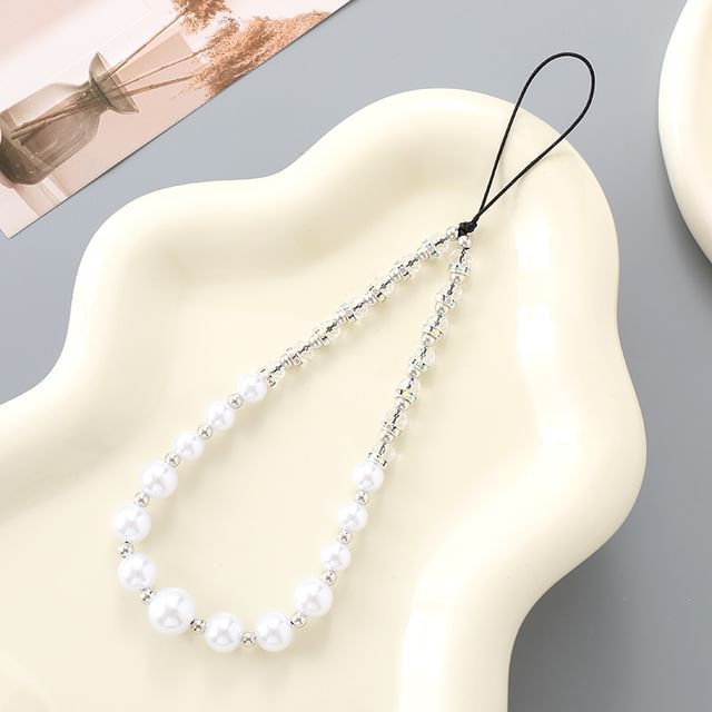 Pearl Rhinestone Faux Strap Phone