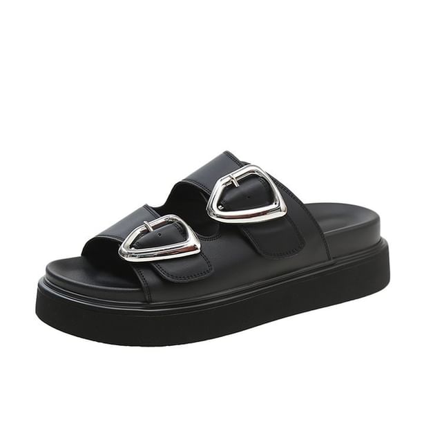 Sandals Slide Buckled Platform