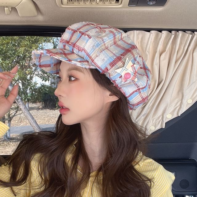 Plaid Newsboy Cap Star