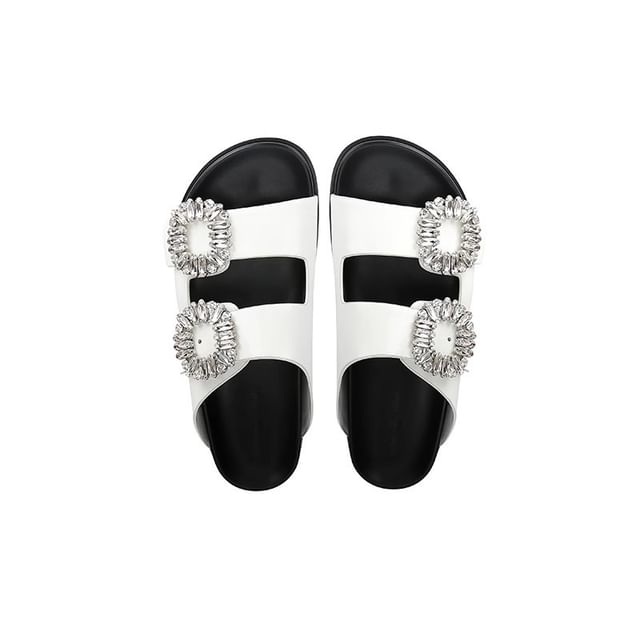 Slide Sandals Rhinestone Buckled