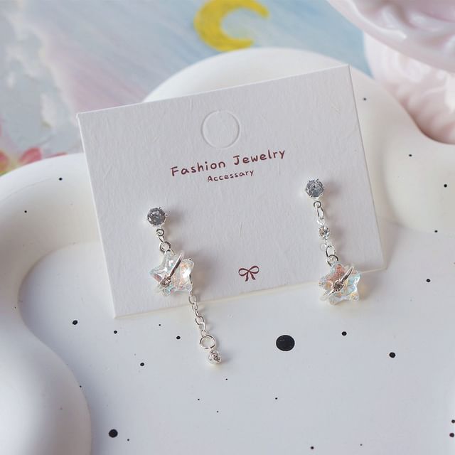 Star Asymmetrical Dangle Earring / Clip On Earring