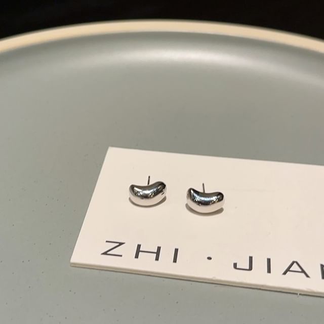 Earring Silver Stud 925 Bean Sterling