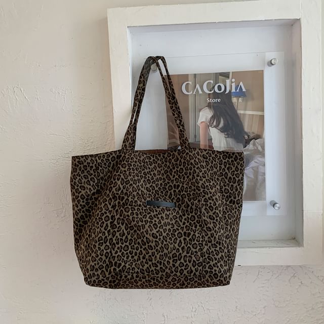 Tote Bag Leopard Panel Print