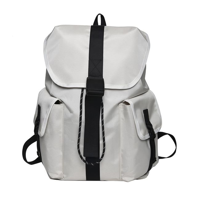 Drawstring Backpack Buckled Nylon Plain Unisex