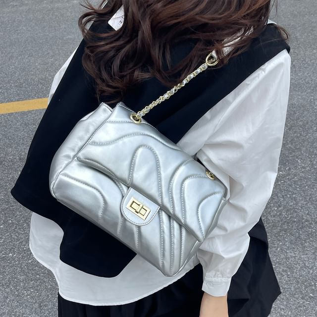 Quilted Flap Bag Crossbody Plain Faux Leather