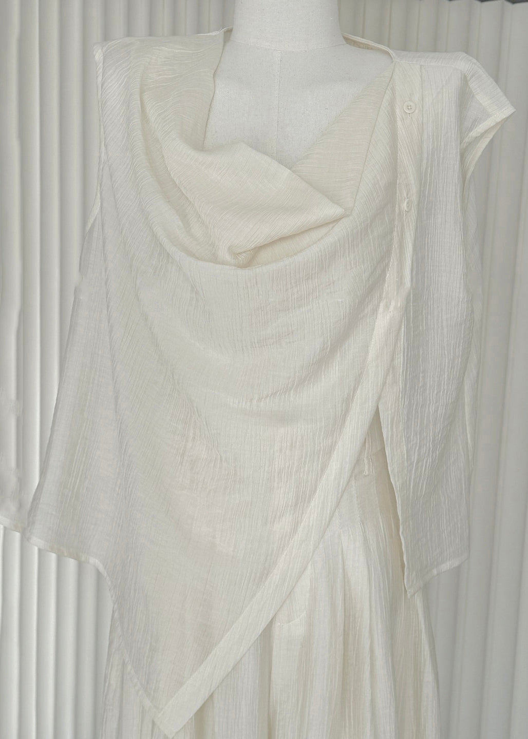 Neu Weiß Asymmetrische Shirts Und Breite Bein Hosen Baumwolle Zwei Stücke Set Sommer EE020