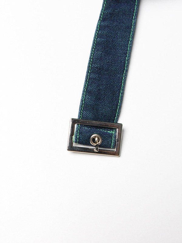 Stilvoller A-Linien-Rock aus Tüll in Blau und Grün mit Patchwork-Gürtel TT1038