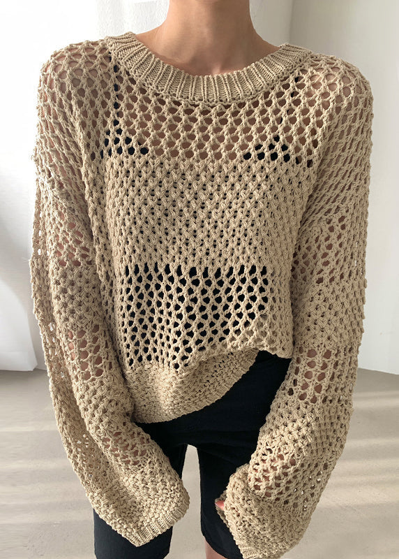 Oversized Hollow Knit Spring Out Sweaters Black Style