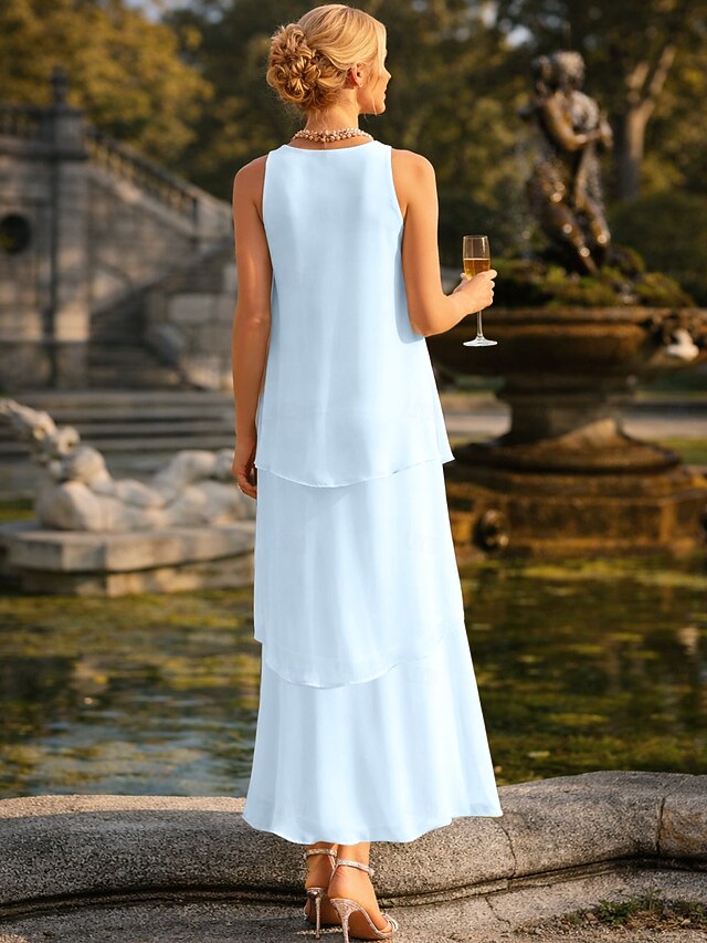 Sheath Column Ankle Length Wedding Guest Dress Formal Dresses