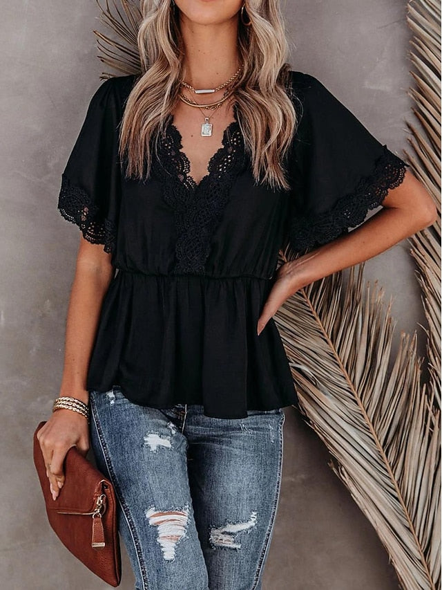 Shirt Lace Shirt Blouse White Lace Shirt Women's Black