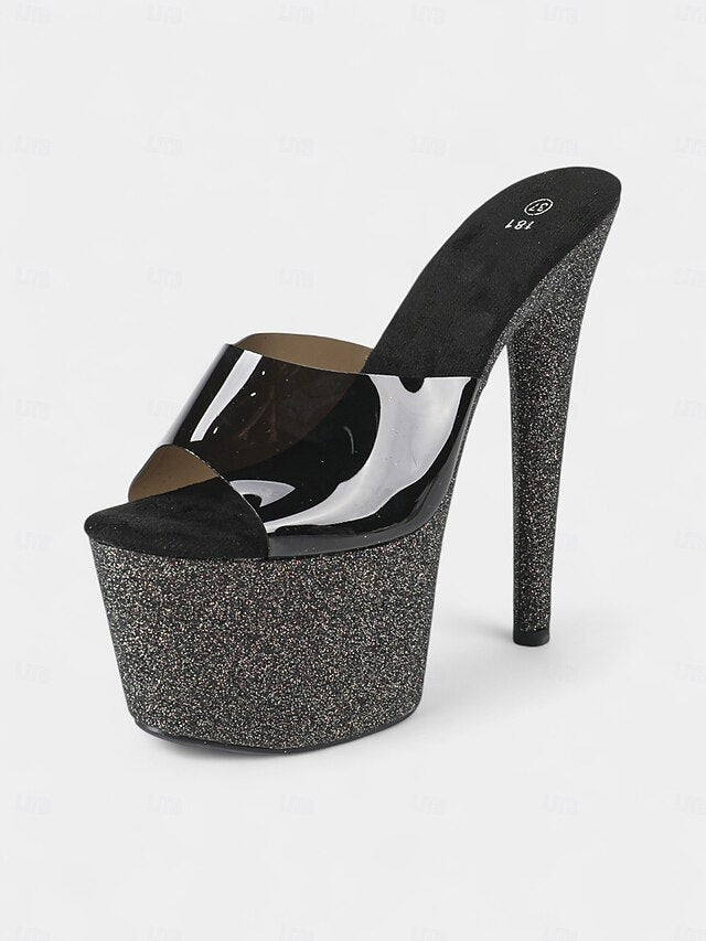 Stiletto Women's Heels Glitter Red Platform