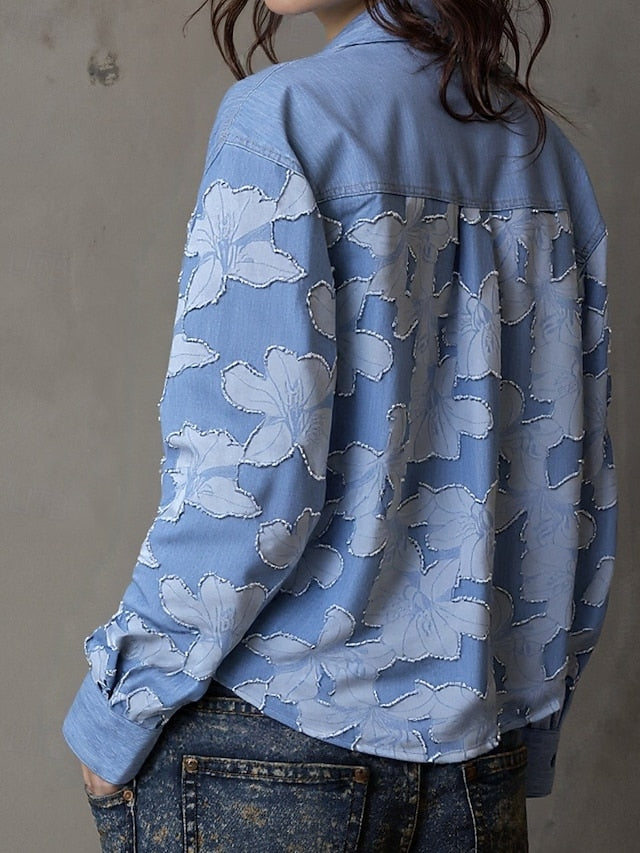 Women's Shirt Blouse Buttons Floral Stylish Modern Casual