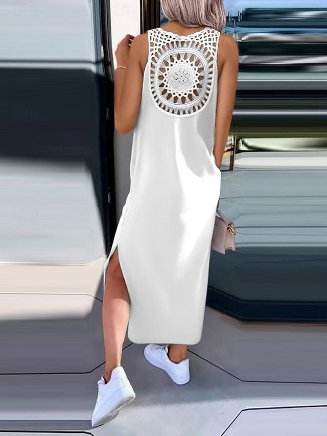 Women's Maxi Dress A Line Dress Solid Color Tank Dress