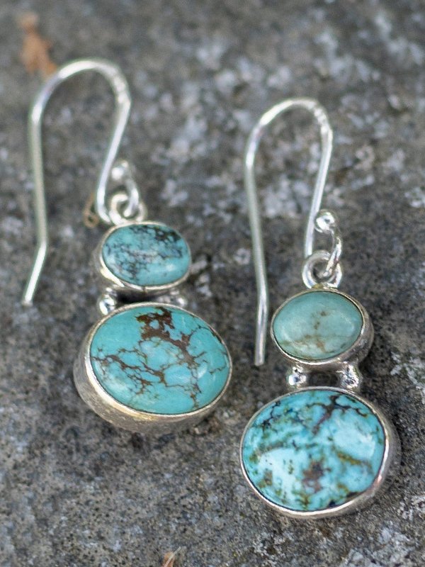 Boucles d'oreilles turquoise simples vintage cc11