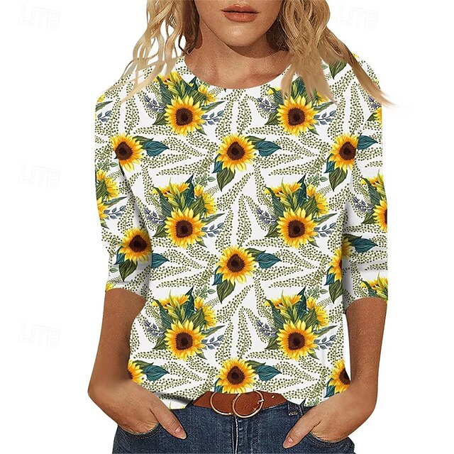 Women's T Shirt Print Floral Graphic Casual Short Sleeve