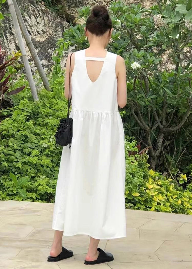Holiday Backless Classy Sleeveless Cotton White Dress