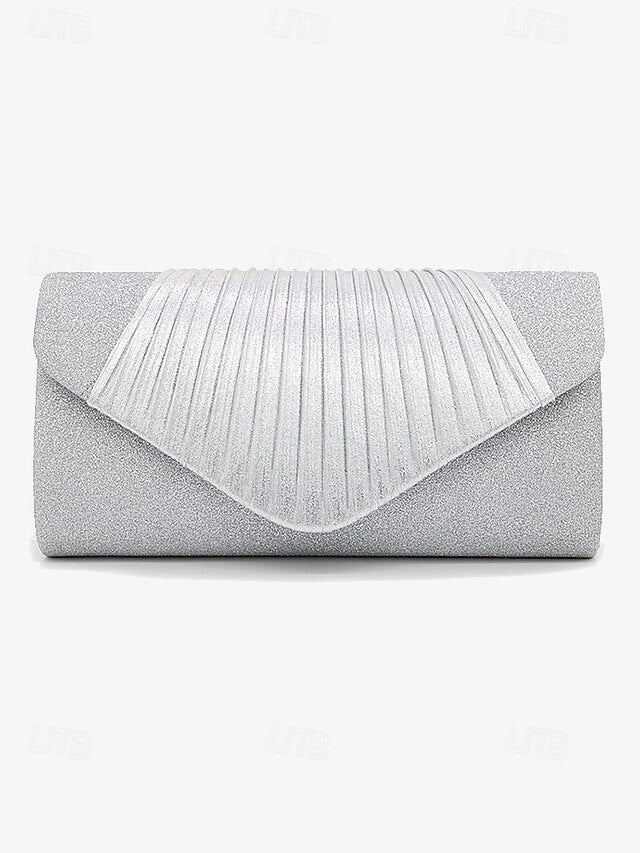 Clutch – with Evening Design Champagne Bag Pleated Glitter